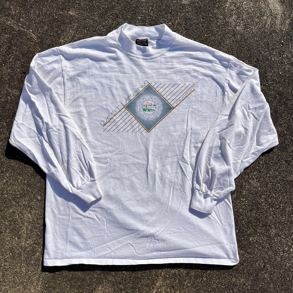 Vintage White Long Sleeve WVU Soffe’s Choice T-shirt Size XL